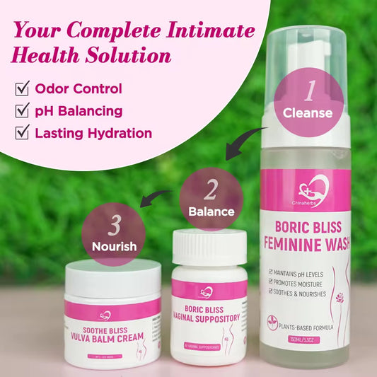 Boric Bliss Feminine Care Kit – 3-in-1 Intimate Health Solution.