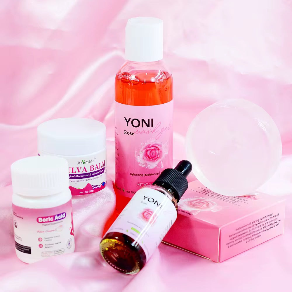 Organic Feminine Care Set – Yoni Wash, Oil, Soap, Balm & Suppositories