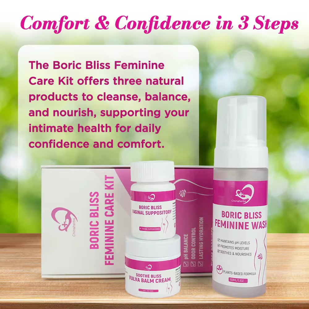 Boric Bliss Feminine Care Kit – 3-in-1 Intimate Health Solution.